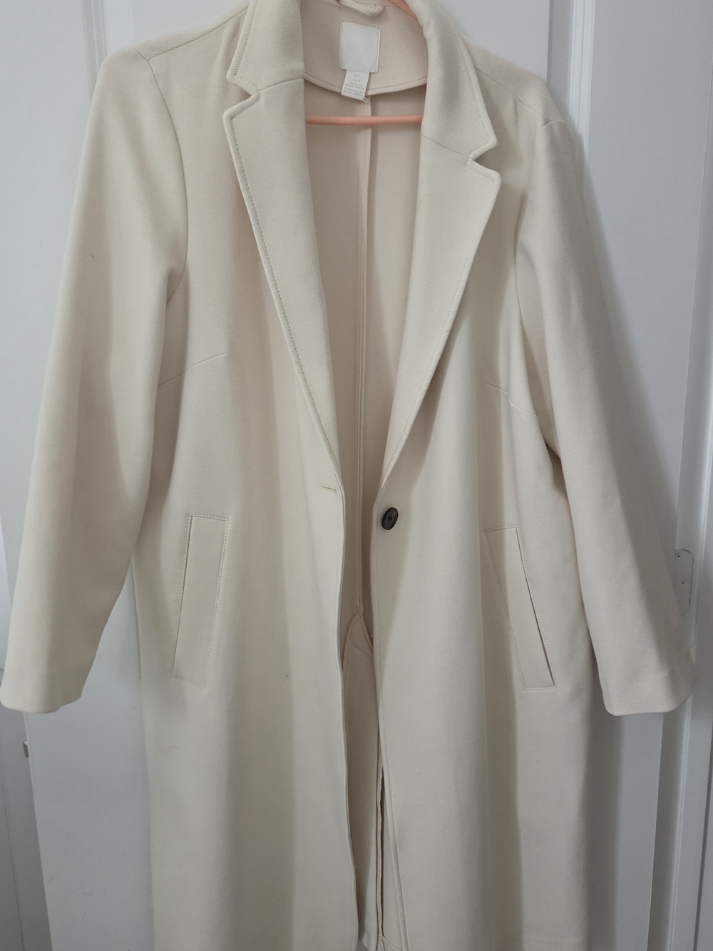 H&M Cream Single-Button Long Trench Coat